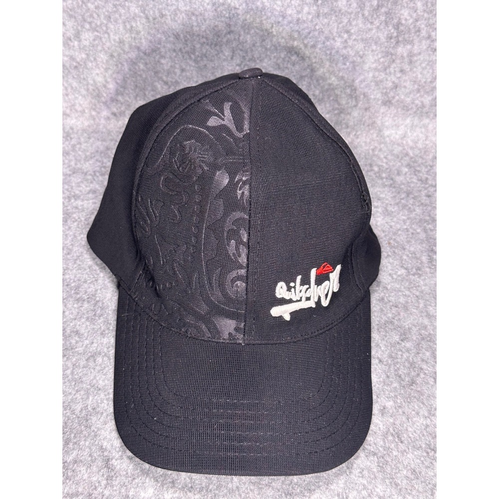 Quiksilver Mens Baseball Cap Black Embroidered Logo Paisley Pattern Hat - Picture 2 of 6